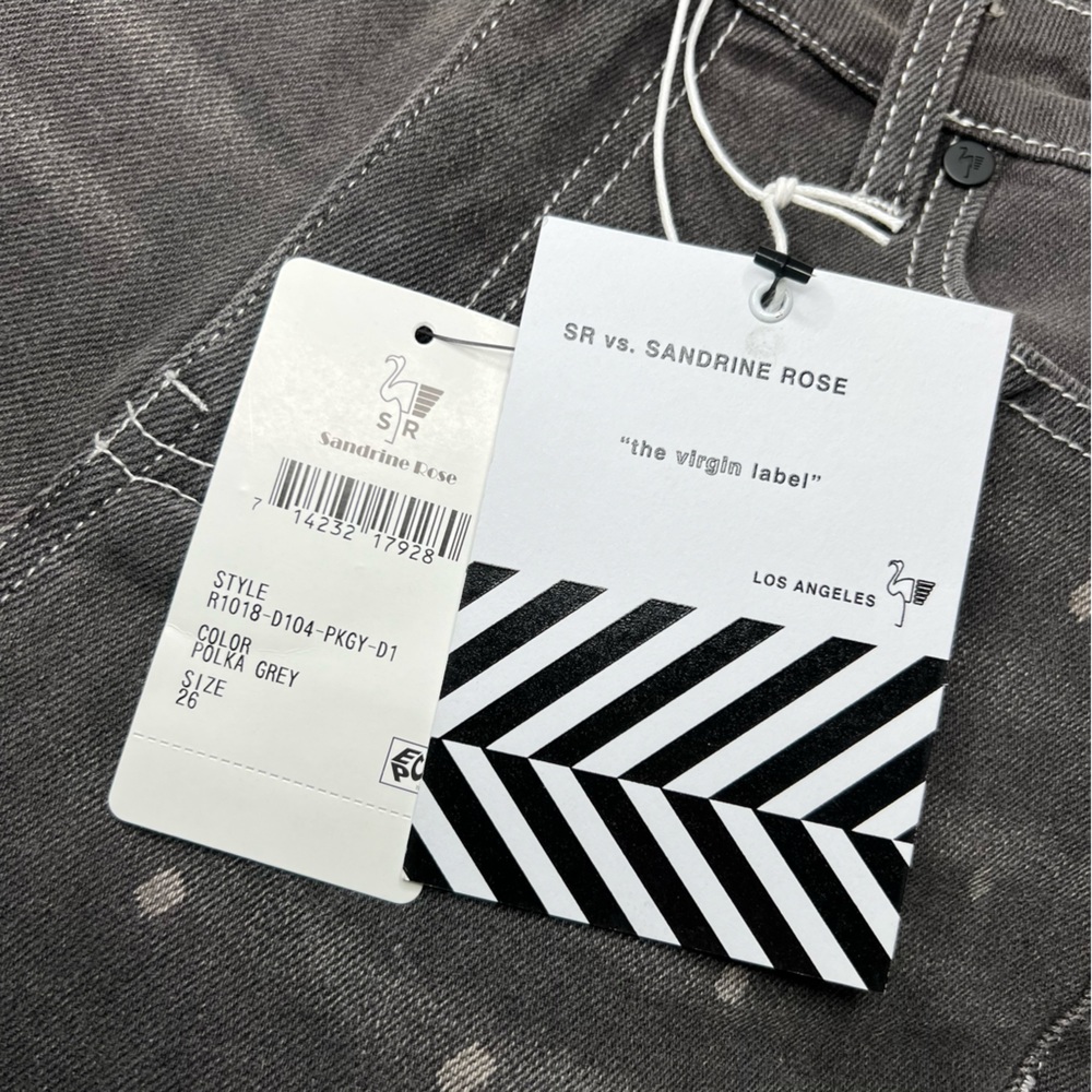 Free People x Sandrine Rose Polka Grey Medium Skinny Jean Size 26 NWT Boho - Picture 16 of 16